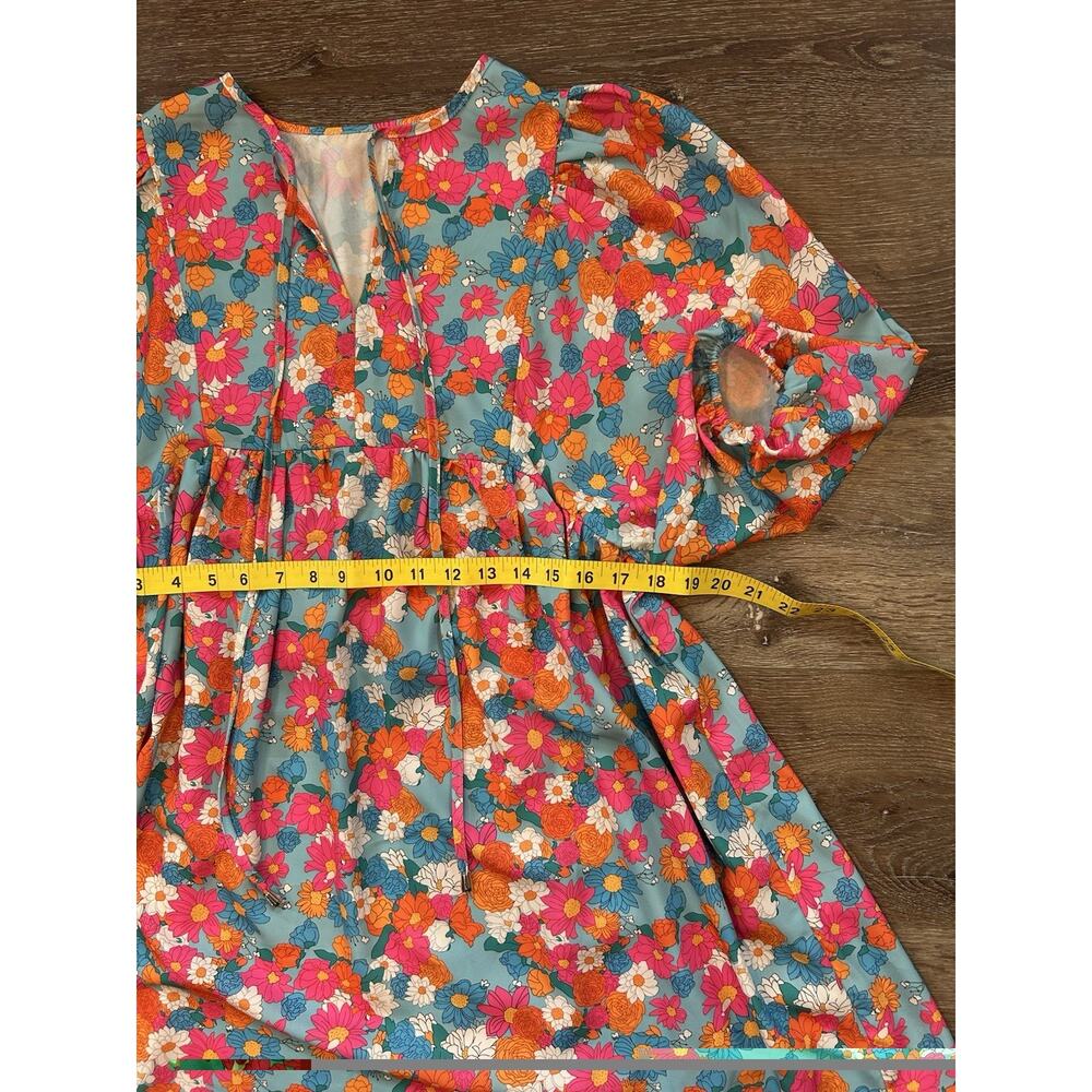 Women’s Boho Floral Peasant Blouse Balloon Sleeve Baby Doll Tunic Cottage Core S - Picture 3 of 6